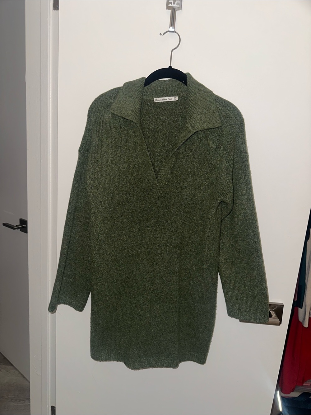 Abercrombie & Fitch Olive Green Collared V-Neck Mini Dress